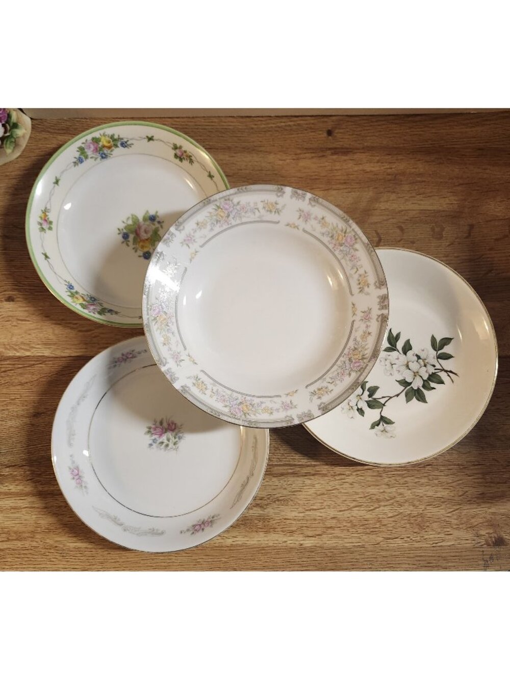 Mismatched Soup Bowls Fine China Porcelain Colorful Floral Set